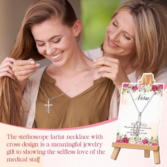 Nurse Gifts Bulk Stainless Steel Cross Necklace for Women Medical Profession - Picture 6 of 6